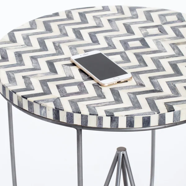 Adore Decor Zahra Round Side Table Black and White