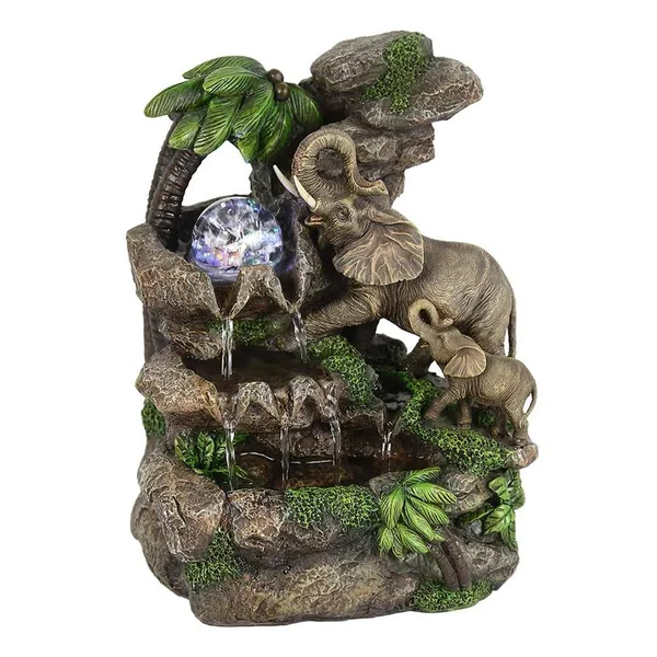 Ore International 11 in. Elephant Table Fountain, Combination Pack