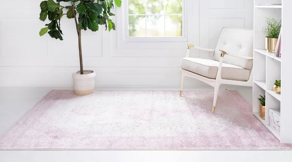 Rugs.com Dover Collection Rug 4& x 6& Pink Low-Pile Rug Perfect for Entryways - Kitchens, Breakfast Nooks, Accent Pieces