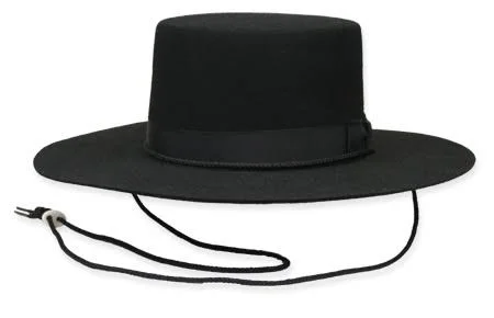 Victorian Mens Black Wool Felt Wide Brim Hat (Size L), Dickens, Downton Abbey, Edwardian