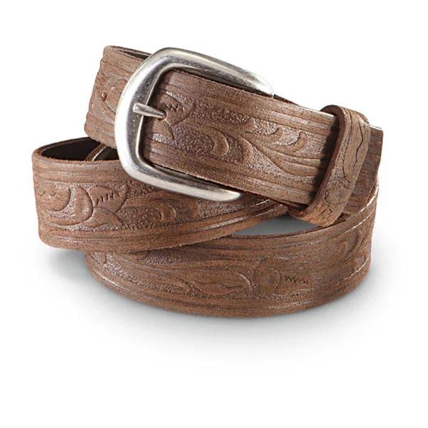 Guide Gear 1.5 inch Western Leather Belt - Male, 48, Black