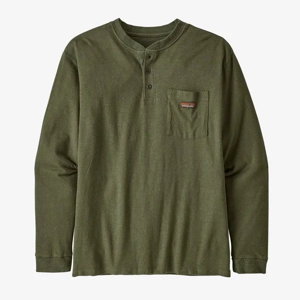 Patagonia Men's Long-Sleeved Work Henley Pocket Tee - Workwear Shirts & Tops - Green - 53390 - S