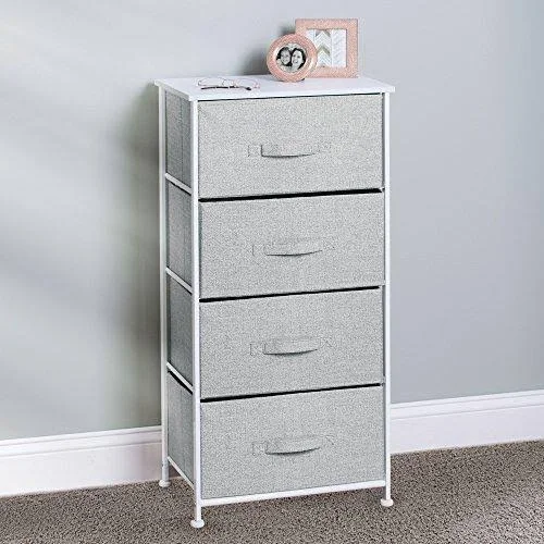 Interdesign 05253 17.7 x 11.8 x 37 in. Gray Aldo Fabric 4-Drawer Storage Unit
