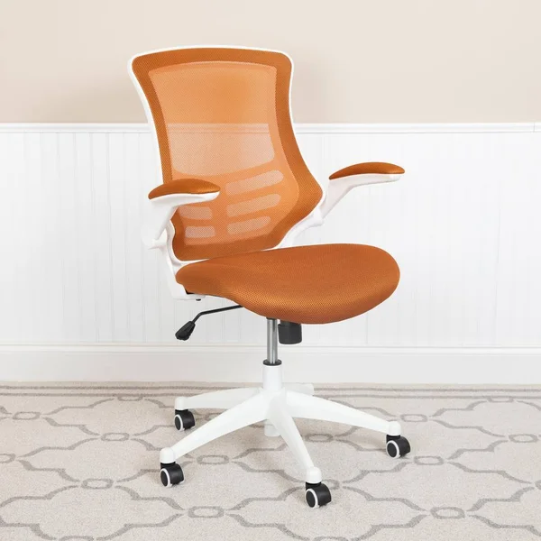 Carnegy Avenue Tan Mesh Mid-Back Desk Chair, Tan Mesh/White Frame