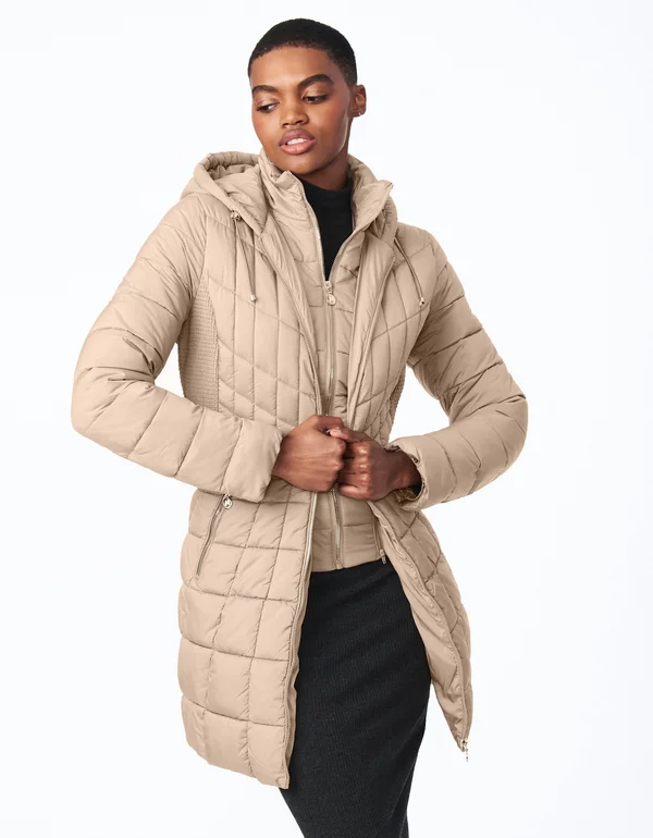 EcoPlume Packable Hooded Walker with Bib Peach Glow, Xs