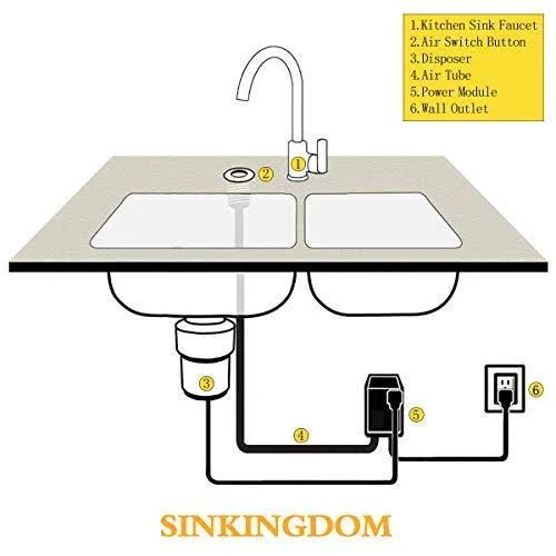 Sinkingdom Garbage Disposal SinkTop Air Switch Kit with Long Button, Brass Made Cover, chrome