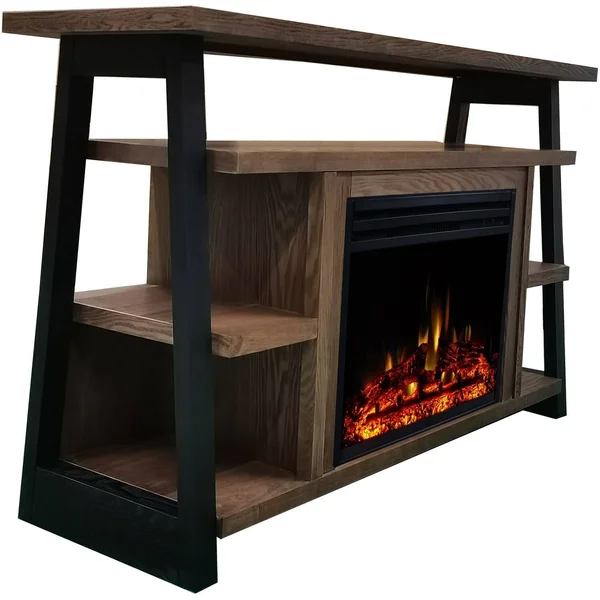 Cambridge 32x22 Sawyer Electric Fireplace Mantel/Enhanced Log - Walnut