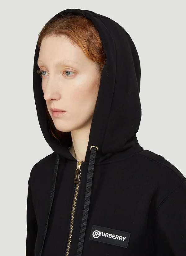 Burberry Aubree Zip-Up Hoodie - Black, Women's, M, Coats, Jackets & Outerwear Athletic Jackets, Zip-Ups, Pullovers & Hood