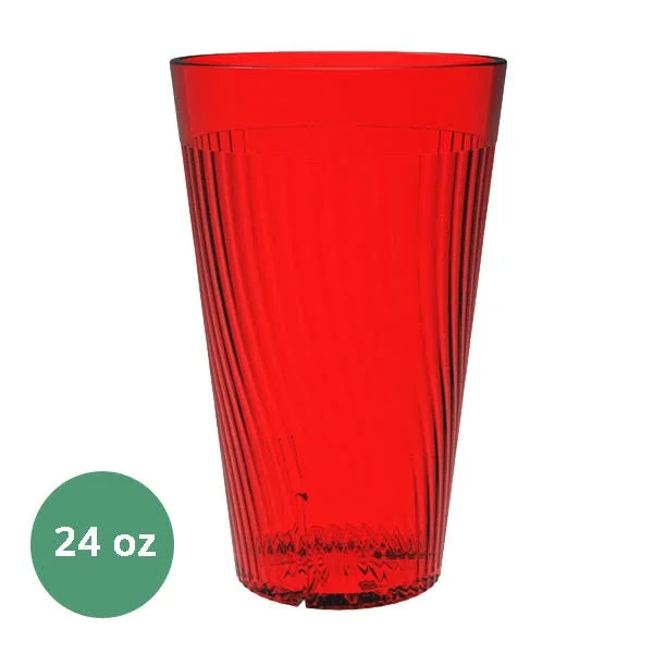 24 oz. Belize Tumbler, Polycarbonate, Red, Pack of 6, 2 Packs
