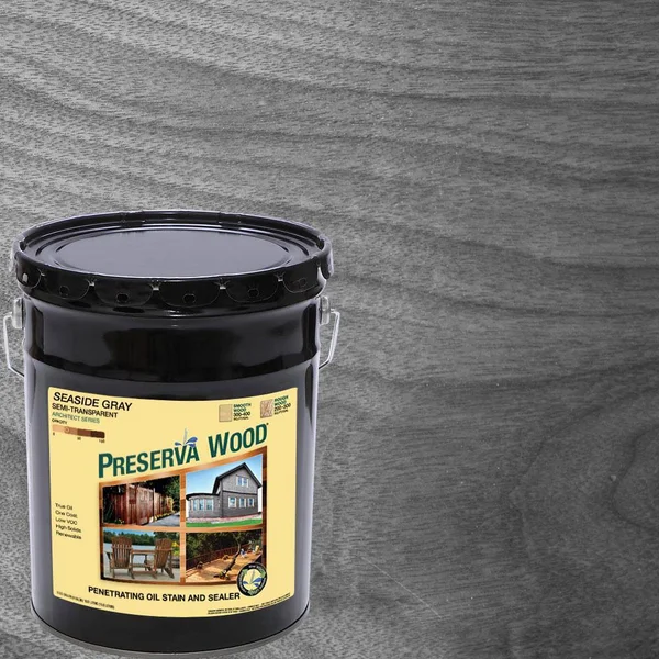Preserva Wood 5 gal. Seaside Gray Semi-Transparent Oil-Based Exterior Wood Stain 11505