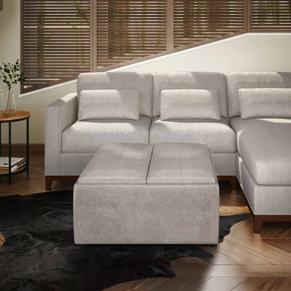 Wyndenhall Franklin 35 inch Wide Contemporary Square Table Ottoman (Tanners Brown)