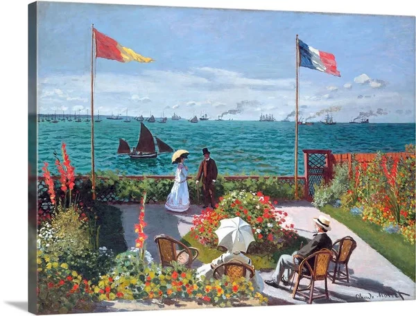 Terrasse at Sainte-Adresse (Terrace At Sainte-Adresse) By Claude Monet, Large Solid-Faced Canvas Wall Art Print, Great Big Can