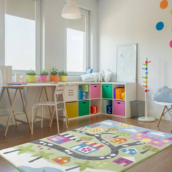 LR Resources Whimsical 81281 Green/Blue 5& x 7& Area Rug