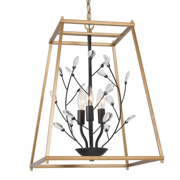 LALUZ Daenerys 3-Light Gold with Black Modern/Contemporary Chandelier, VQAEINLWS388227