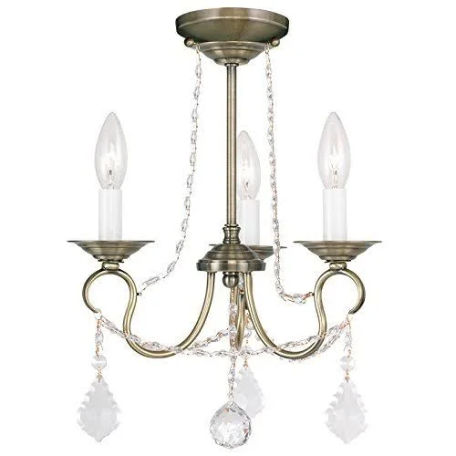 Livex Lighting 6424-02 Chesterfield 4 Light Mini Chandelier, Polished Brass