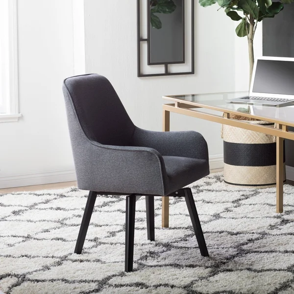 Studio Designs Home Spire Luxe Charcoal Gray Swivel Dining, Office Chair with Arms and Metal Legs
