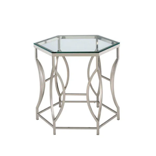 Furniture of America Annette Contemporary Metal End Table in Chrome