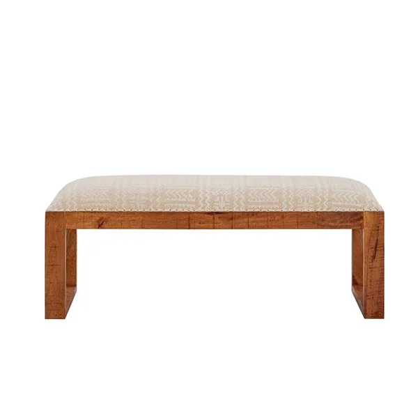 Powell Bridget Wood Upholstered Bench in Natural Brown - PCYMX141