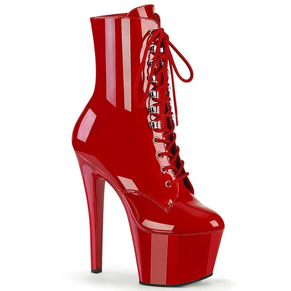 Pleaser Women's 7x22 Platform Boots Size 7 Red, Vegan, Sky-1020