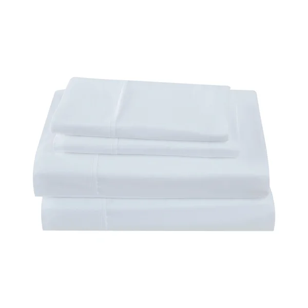 Sean John Solid Cotton Percale Sheet Set - King - White