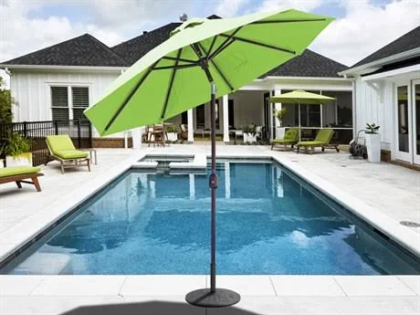Galtech Quick Ship Aluminum 7.5 Foot Auto Tilt Crank Lift Umbrella White - Sunbrella Terra Cotta - 727-WH-43