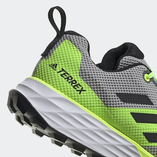 Adidas Terrex Two Trail Running Shoes - Men's - Grey Two - Core Black, Signal Green - 10.5
