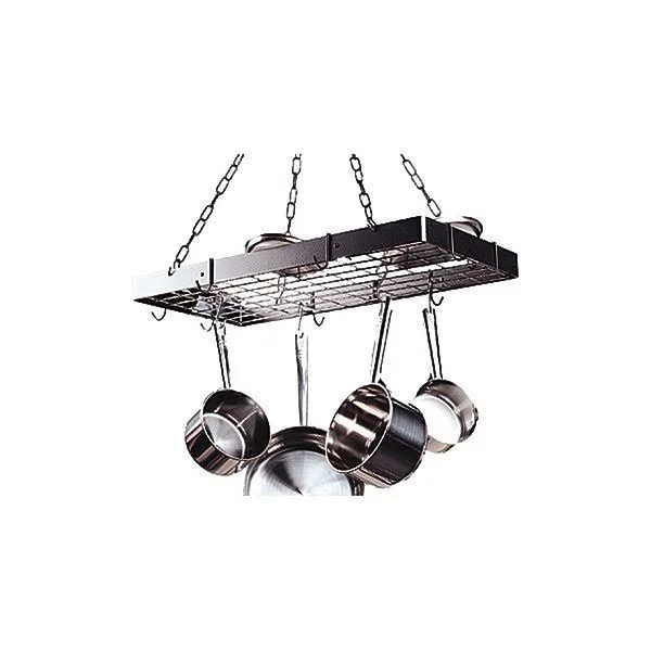 Rogar Gourmet Rectangle Pot Rack with Grid, Hammered Copper & Black