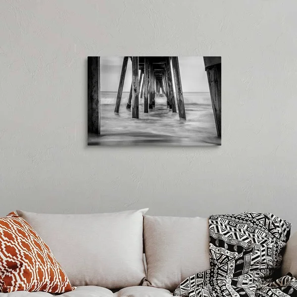 Surf in Black and White - Canvas Wall Art, 30x20, Great Big Canvas