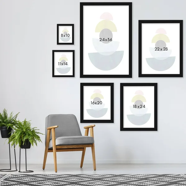 (Set of 2) Modern Mid Century by Pop Monica 2 Piece Black Framed Print Set - Americanflat 18x22x24x22