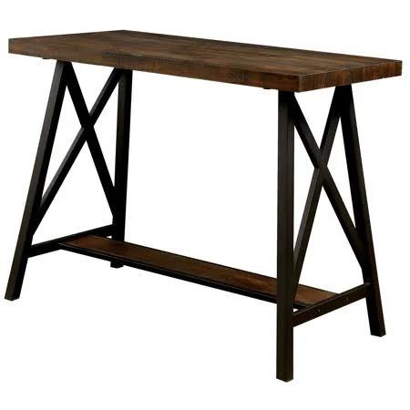 Furniture of America Deonne Industrial Pub Table, Weathered Medium Oak