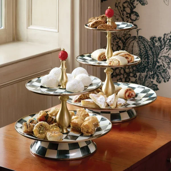 MacKenzie-Childs - Courtly Check Enamel Three Tier Sweet Stand