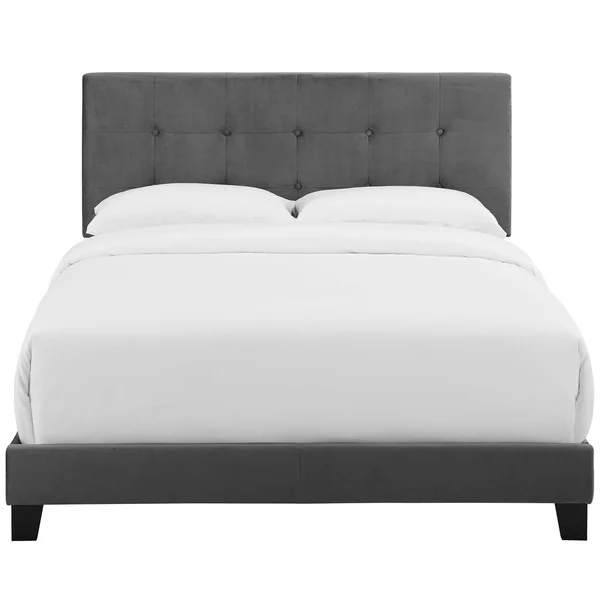 Modway Amira Twin Performance Velvet Bed - Gray