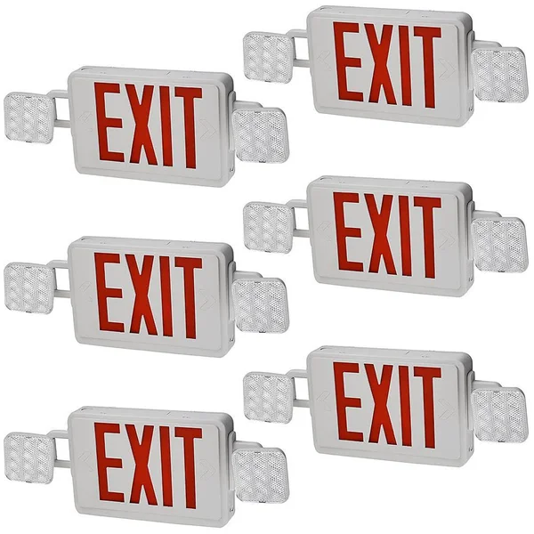 ETI 60-Watt Equivalent Combo Integrated LED White Direct Wire with Emergency Light/Exit Sign Battery Backup 6500K (6-Pack)