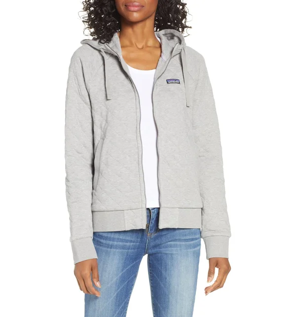 Patagonia Women's Organic Cotton Quilt Hoody Dyno White - XL