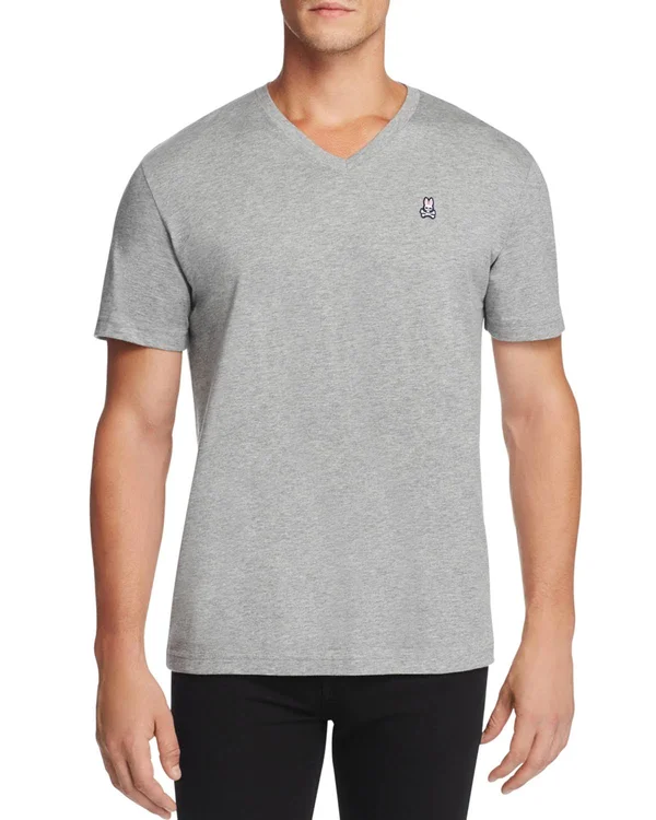 Psycho Bunny Classic V-Neck Heather Grey Men's Tee Shirt B6U100ARPC-HGY