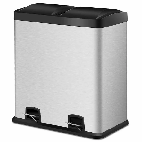 Stainless Steel 16 Gallon Dual Step Trash Can