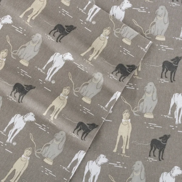 Modernist Flannel Dog King Sheet Set