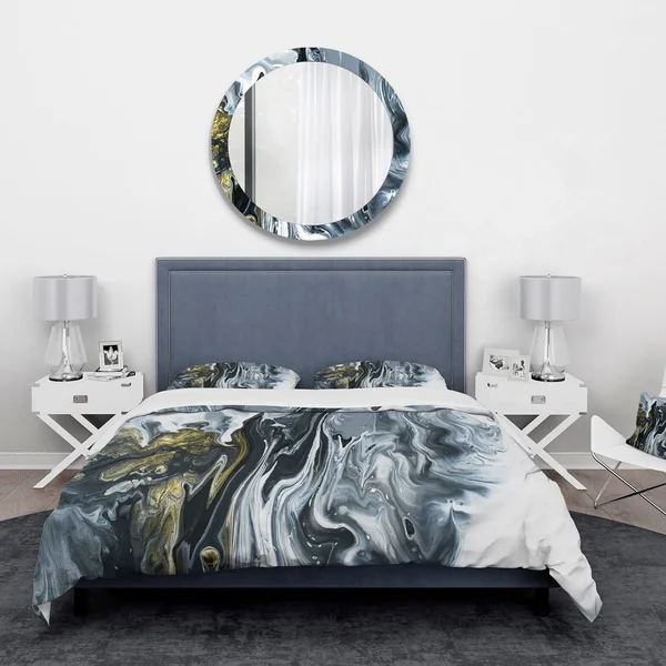 Designart &White - Grey and White Marble Acrylic& Mid-Century Modern Bedding Set - Duvet Cover & Shams - Twin Cover + 1 Sham