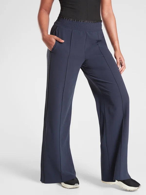 Athleta Women's Metropolis Wide Leg Pant Navy/ Black Regular Size 6