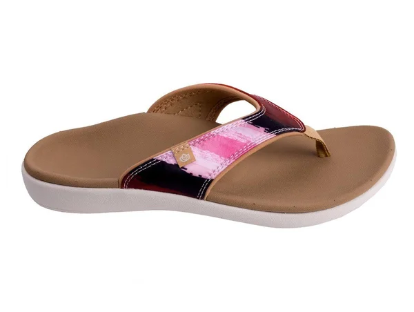 Spenco Orthotic Thong Sandal- Yumi Monet, Size 12 Wide, Sunset