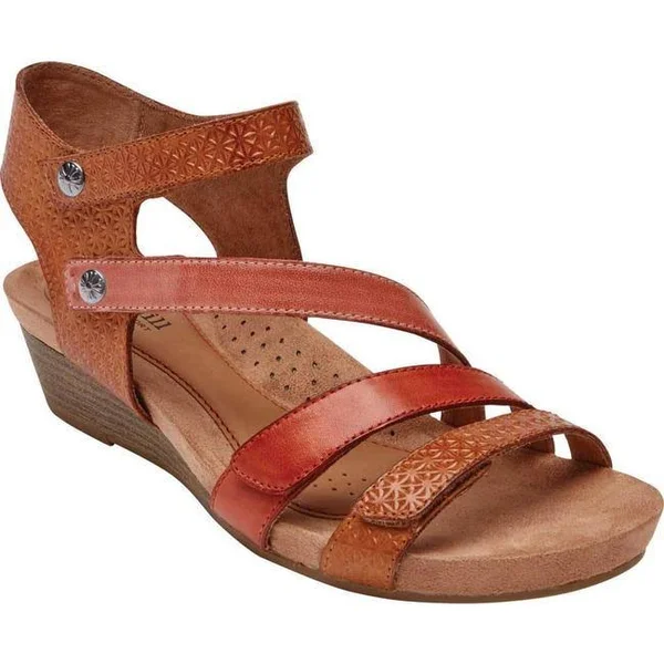 Cobb Hill Women's Hollywood 4-Strap Sandal, Tan Multi Size: 10 M
