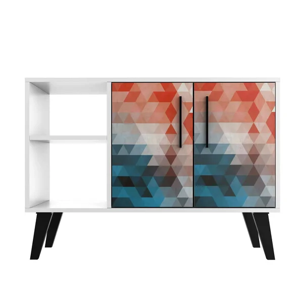 Manhattan Comfort Amsterdam 35.43x22 Sideboard in Multi Color Red and Blue