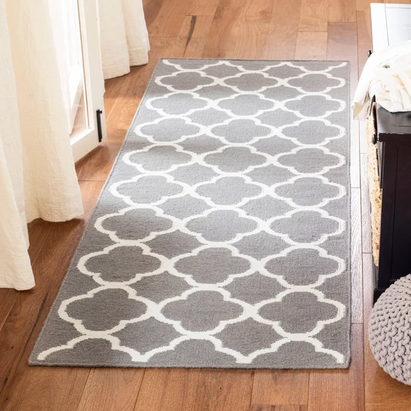 Safavieh Dhurries DHU627B Grey - Ivory Rug 2&6x22 x 9& Runner