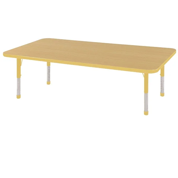 Ecr4kids 24in x 60in Rectangle Everyday T-Mold Adjustable Activity Table Maple/Yellow - Chunky Leg