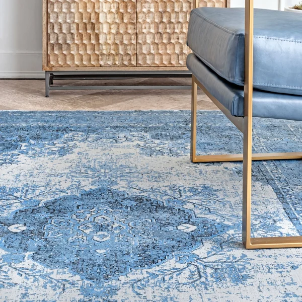 nuLOOM Faded Vintage Medallion Area Rug - 6& 7x22 x 9& - Dark Gray