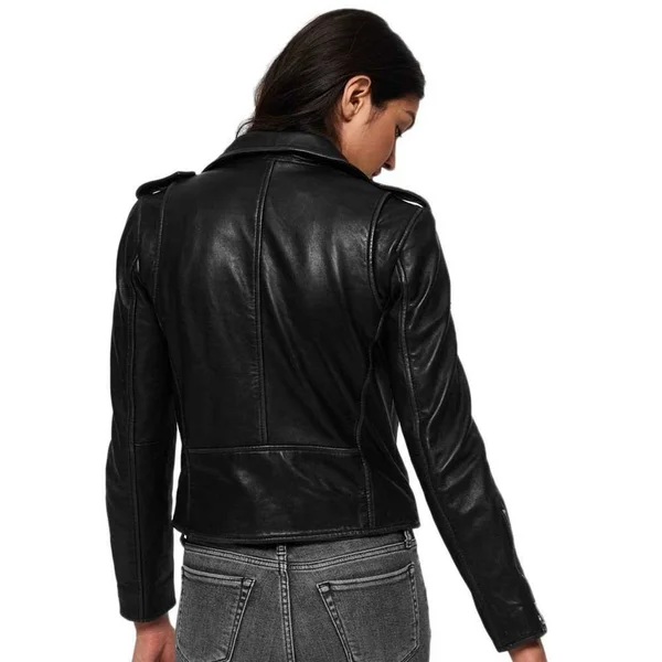 Superdry Rylee Leather Biker Jacket - Black