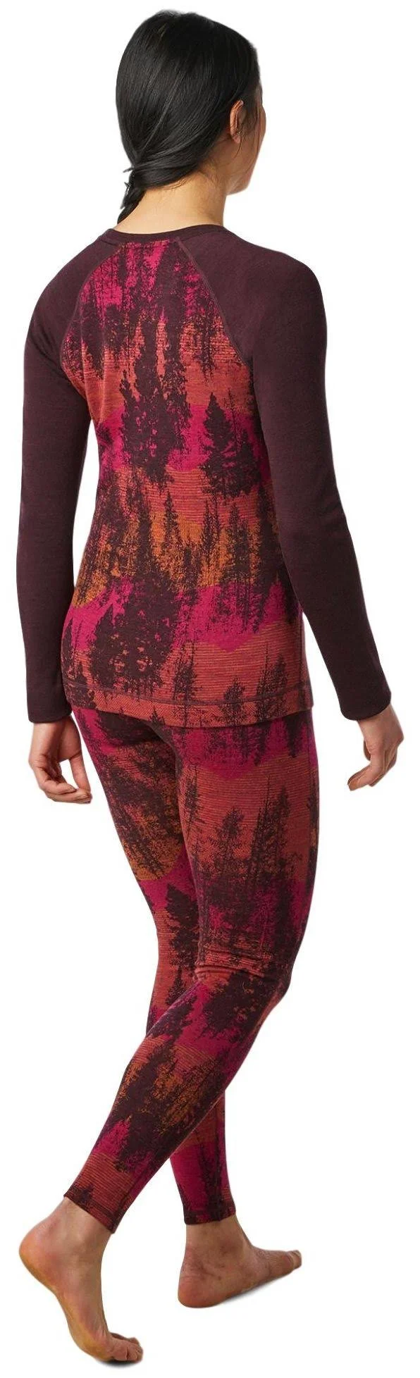 Smartwool Women's Merino 250 Baselayer Pattern Crew - Small - Woodsmoke Forest Scape