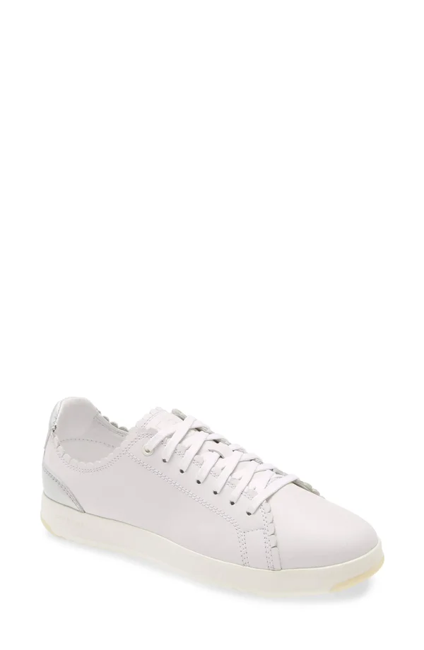 Cole Haan Grandpro Tennis Scallop Leather Sneaker, White, 9