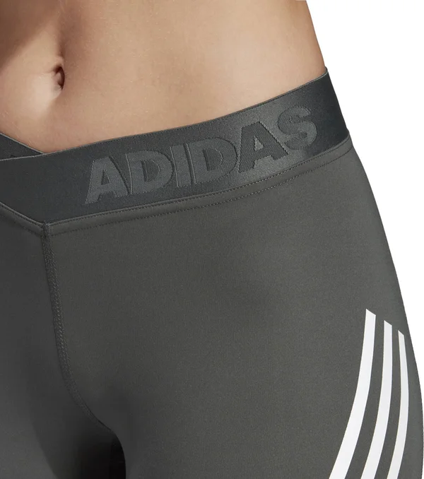 Adidas Alphaskin Sport 3 Stripe Womens Long Training Tights - Grey