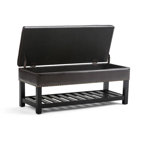 Wyndenhall Riley 43 inch Wide Traditional Rectangle Ottoman Bench - Dove Grey